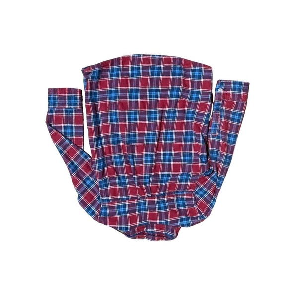 Boys Andy & Evan flannel button down shirt. 4T red/blue - Picture 3 of 3